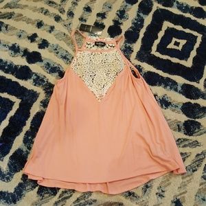 Bebe Crochet Halter Pink Top New With Tags