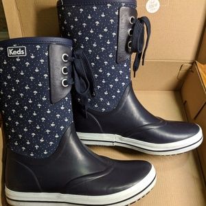 Keds Raindrop Umbrella Pattern Rainboot Navy Boots