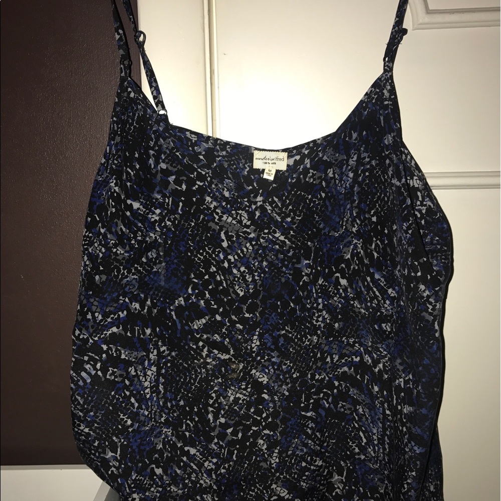 Black and blue silk tank