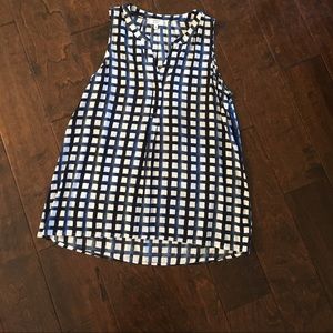 Crown & Ivy navy and white sleeveless top