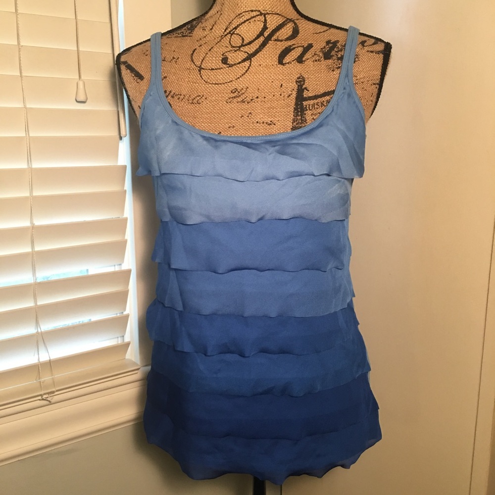 NY&C ruffled blues tank top