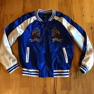 NWOT Satiny Embroidered Bomber, L