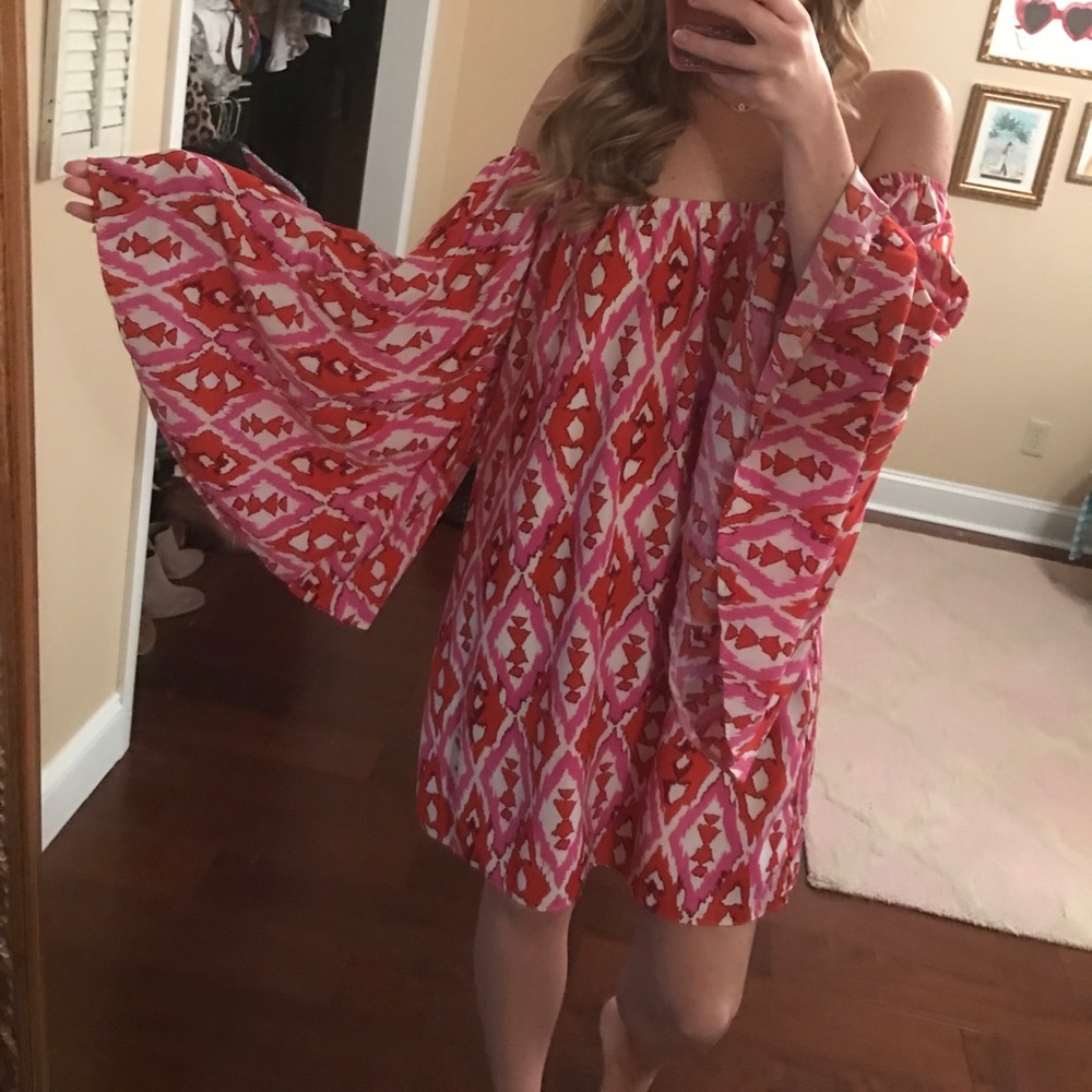 Gorg printed off the shoulder full sleeve dress
