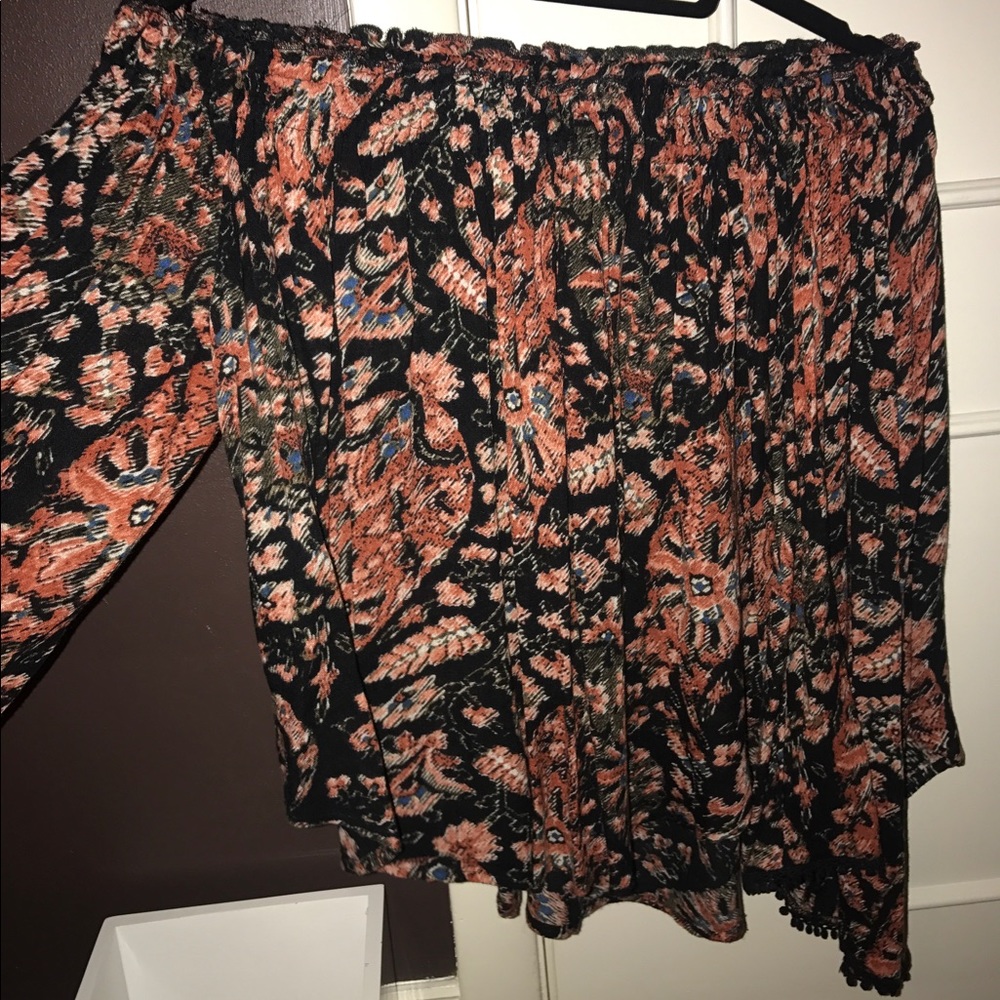 Patterned off the shoulder top