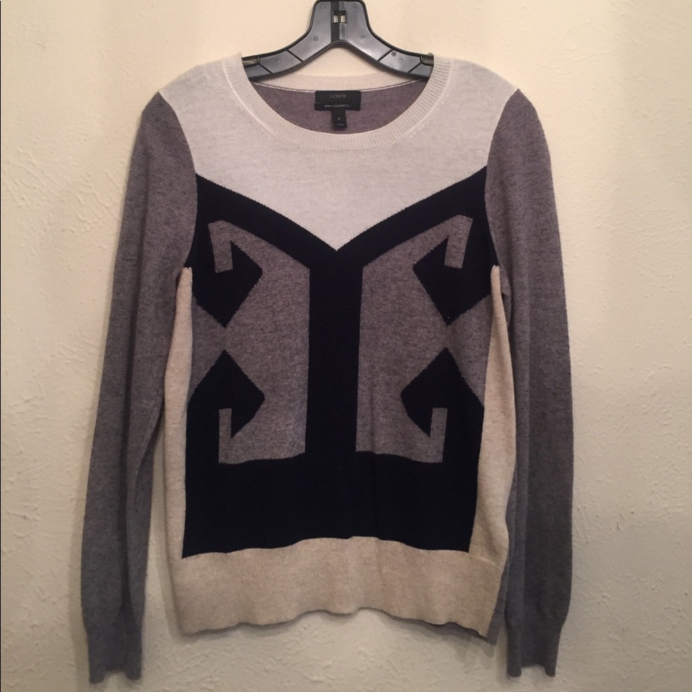 J.Crew colorblock greek key sweater