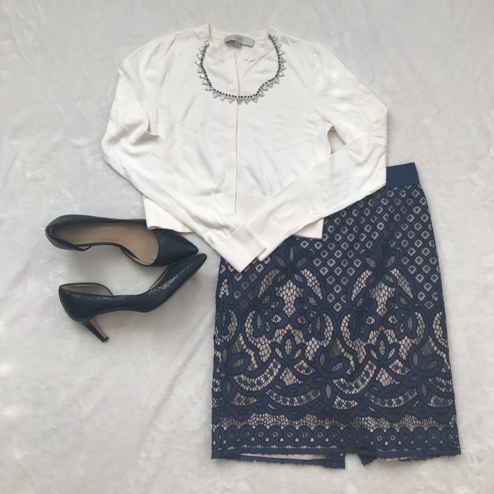 Loft Cropped Cotton Cardigan in Winter White