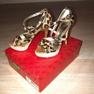 Guess leopard print calf hair lace sandal