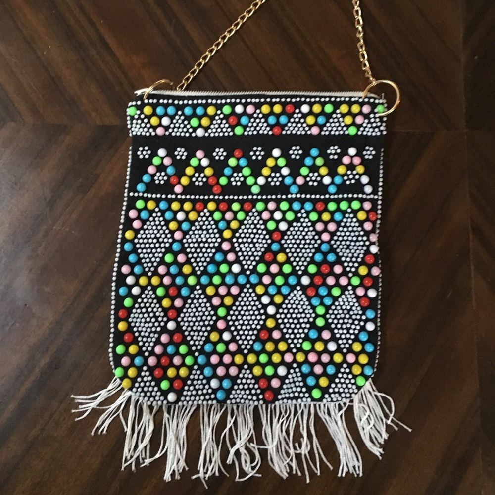 Vintage Bag Black with Multi Colored Plastic Studs