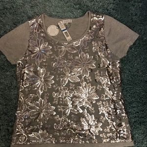 Joseph A.  Sequin Sweater NWT (XL)  Heather Grey