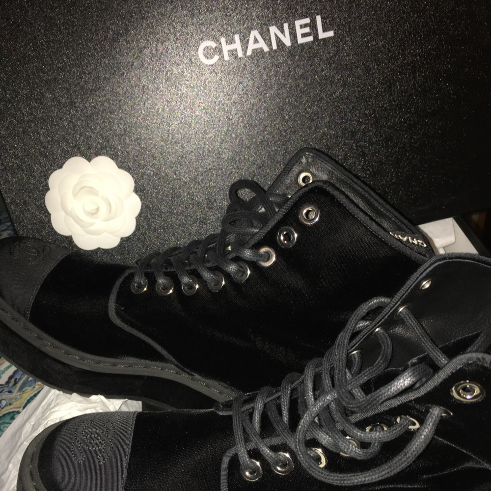 Chanel Velvet/Grosgrain Boots