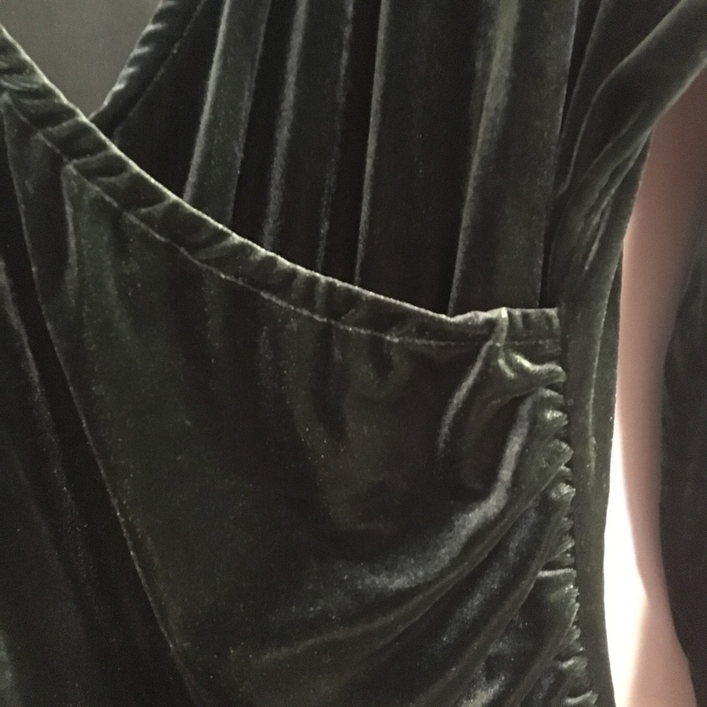 Lands End velvet  green v neck wrap top