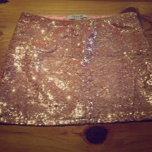 Forever 21. Rose gold sequin mini skirt