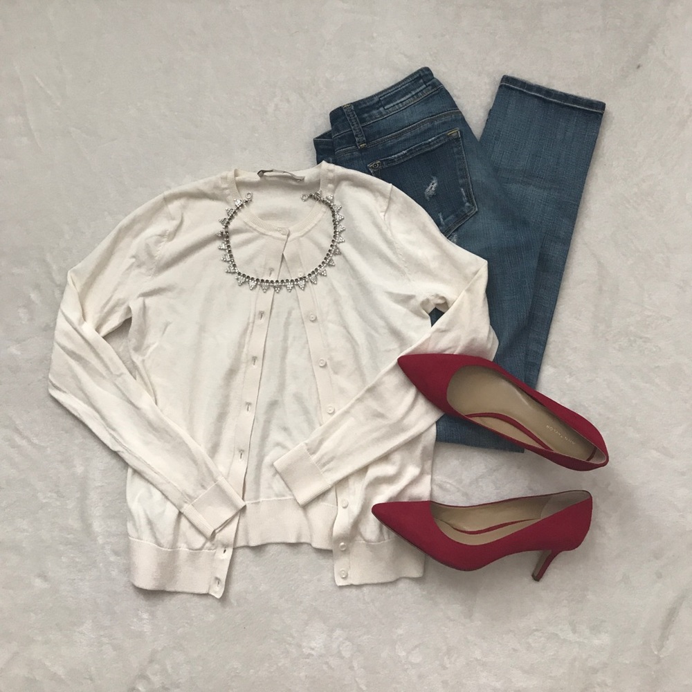 Loft Cotton Cardigan in Winter White