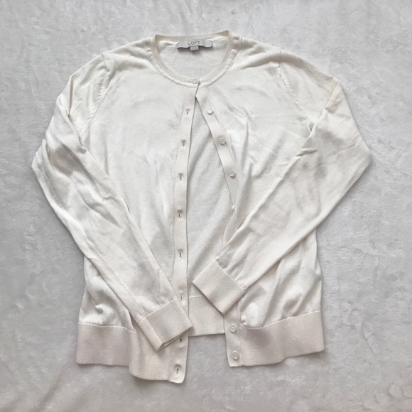 Loft Cotton Cardigan in Winter White - Picture 2 of 3