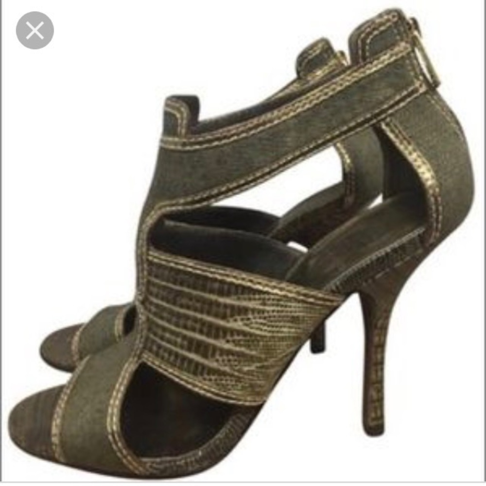 TORY BURCH Green/Gold Gladiator Heel