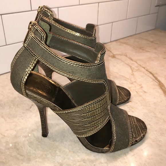 TORY BURCH Green/Gold Gladiator Heel - Picture 2 of 6