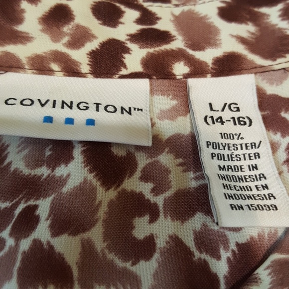 Covington Animal Print Blouse. Zips In Front. Lg. - Picture 7 of 8