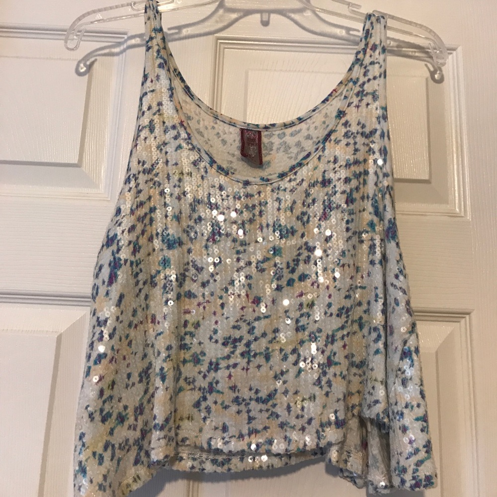 Sequin free people crop