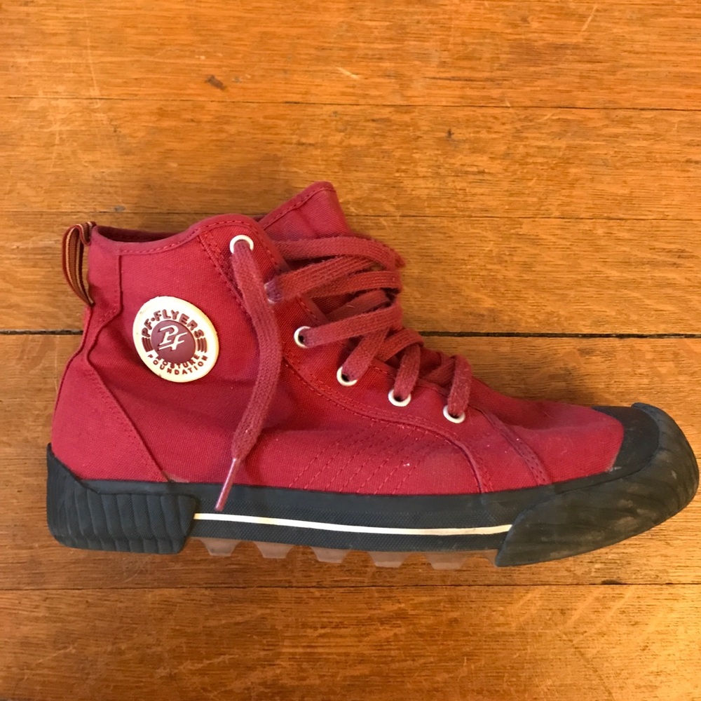 Sandlot Red Canvas High Tops Black Rib Toe Bumpers