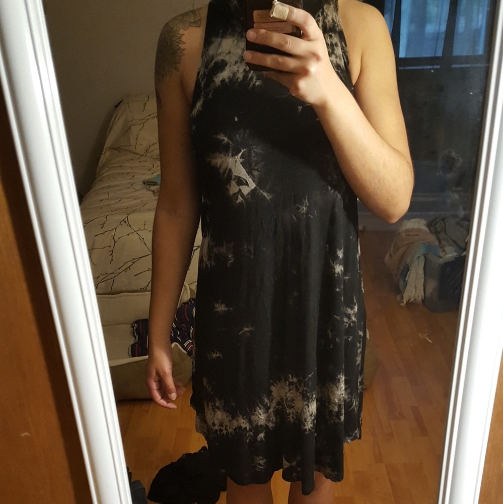High collar, Above the knee Swing Dress