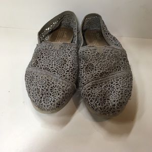 Toms Silver Lace Flats
