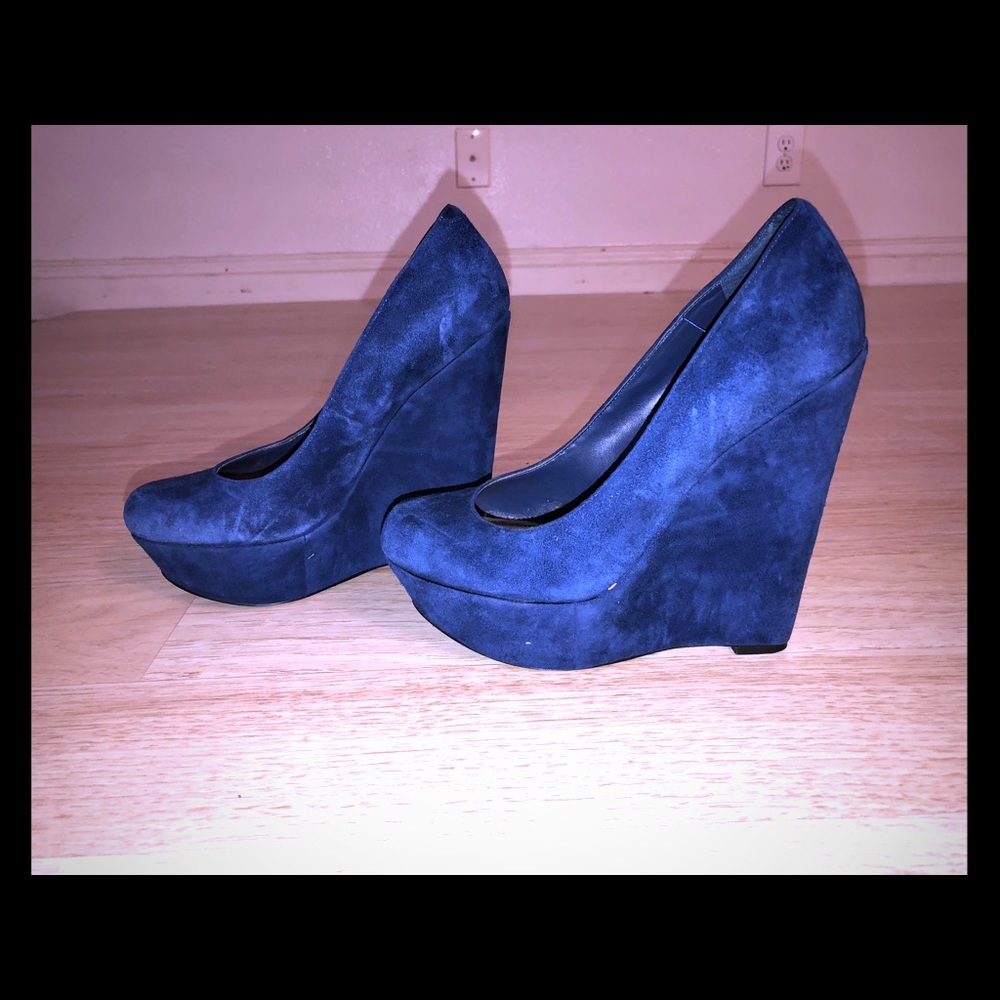 Baker’s Navy Blue Suede Platform Wedge