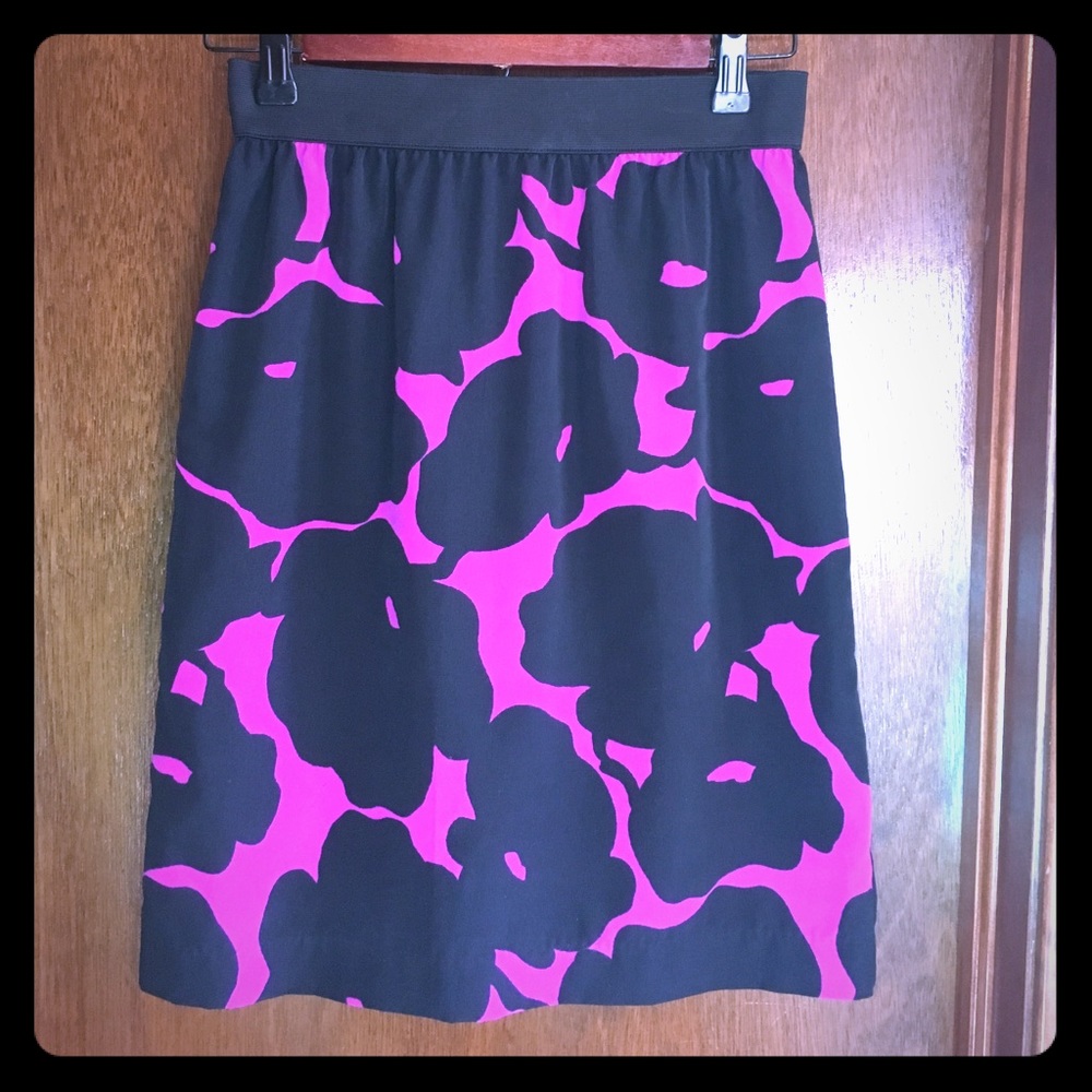 Black and Fuchsia floral print skirt