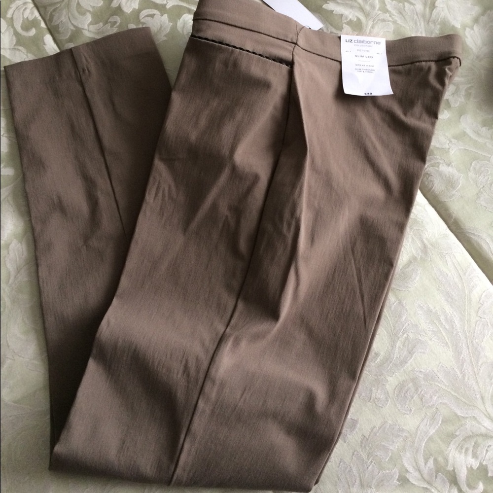 Slim leg petite twill pants