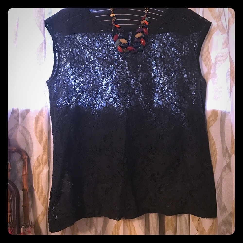 Gray Lace Boatneck Top