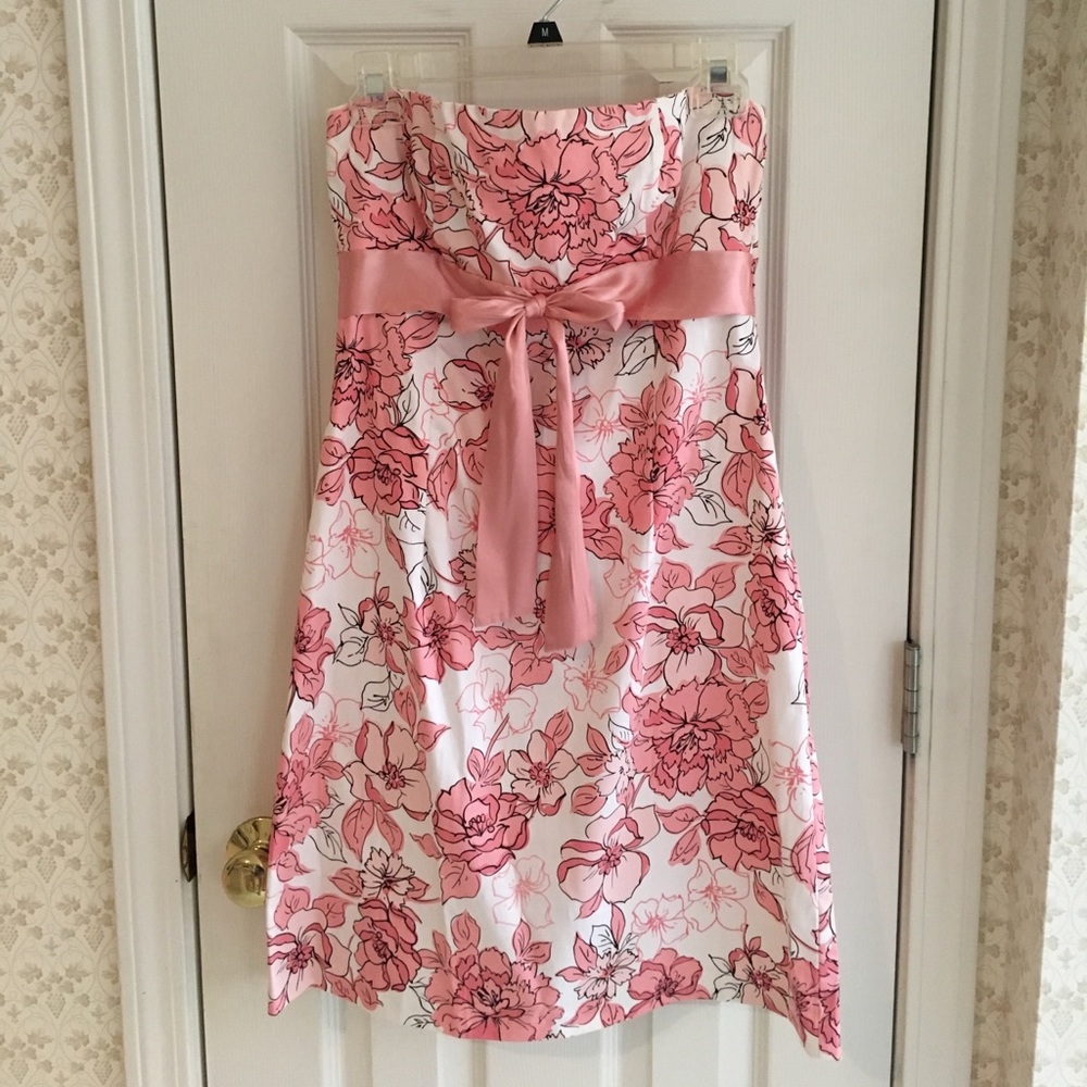 Strapless Pink Floral Dress with Bolero