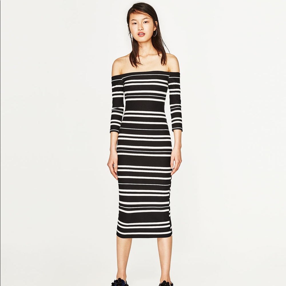 Zara off-the shoulder fitted dress