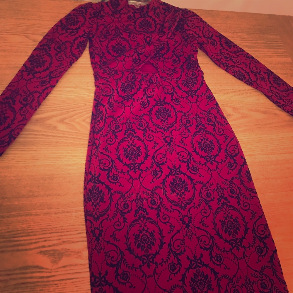 Burgundy and black velvet dress