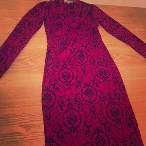 Burgundy and black velvet dress