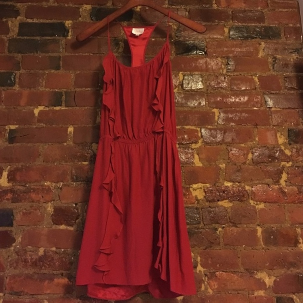 Red silk parker dress