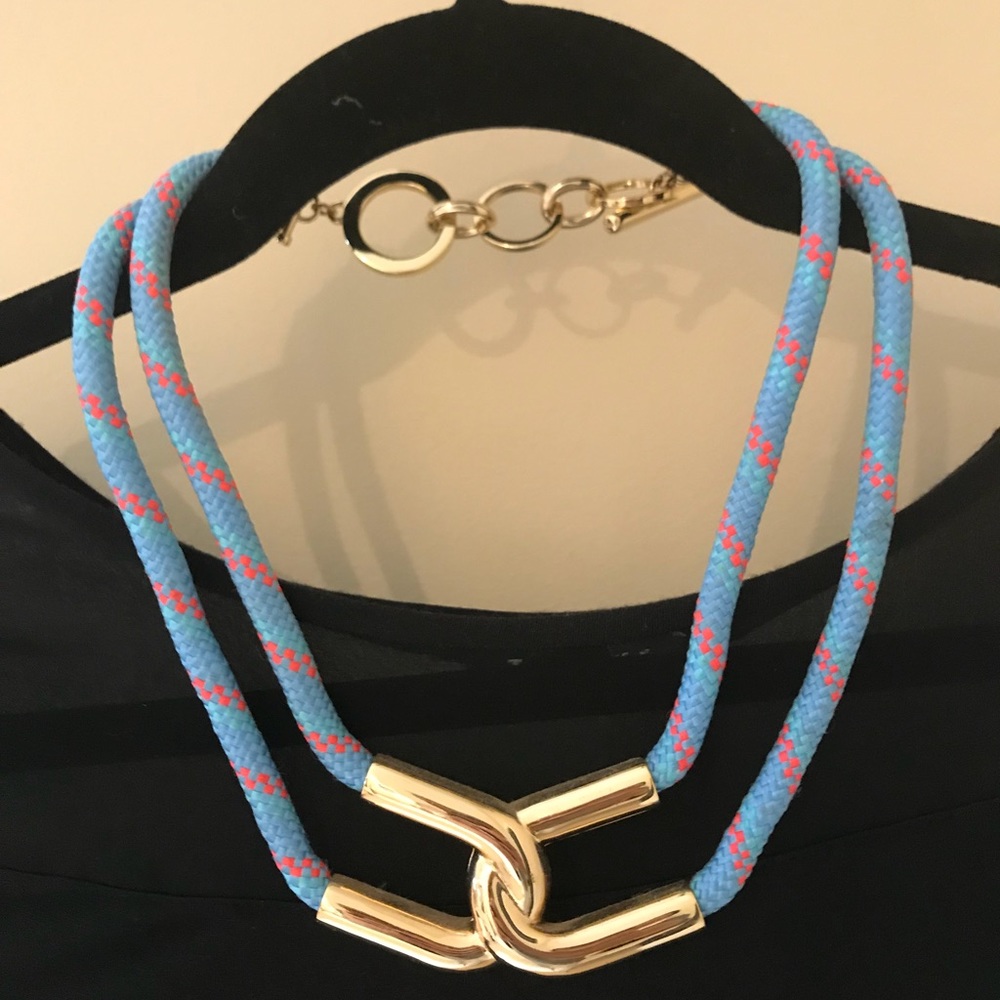 C Wonder blue and pink necklace with gold