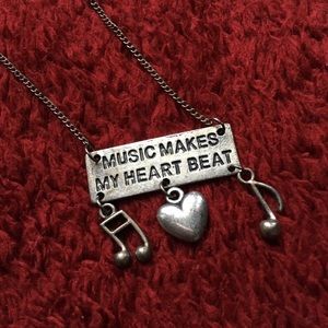 Silver “Music makes my heart beat” Necklace