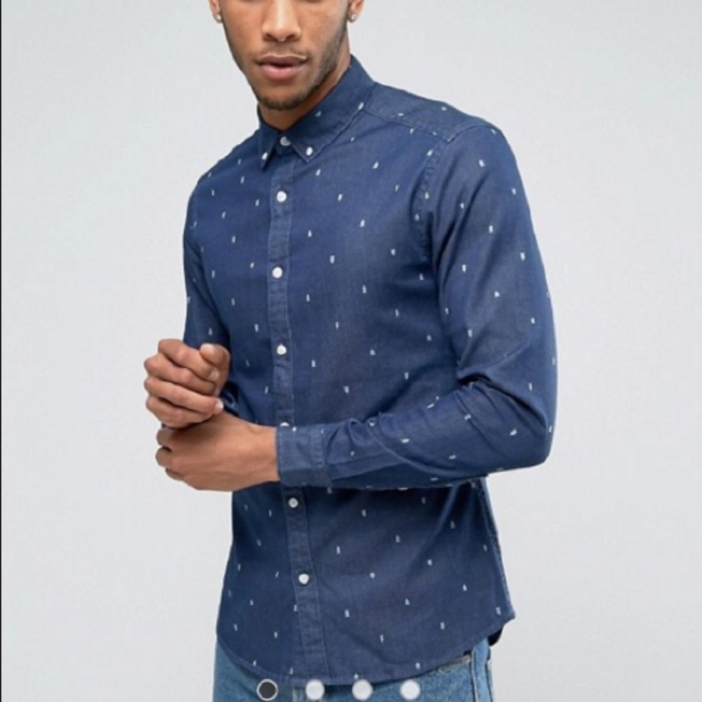 ASOS Skinny Denim Shirt With Arrow Print
