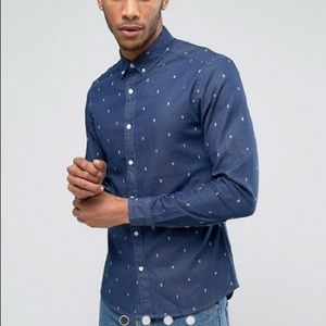 ASOS Skinny Denim Shirt With Arrow Print
