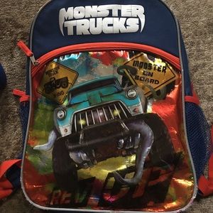 monster jam backpack and lunchbox