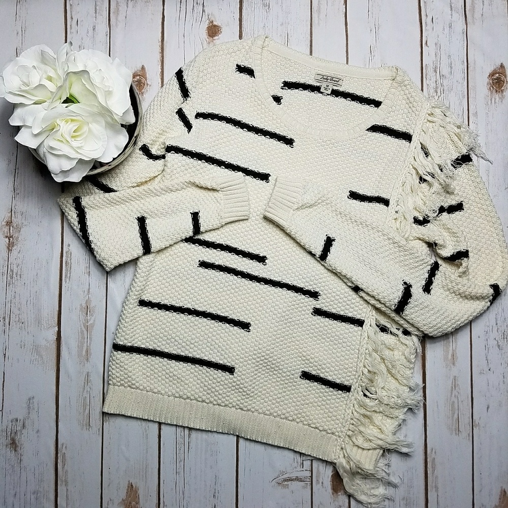 Lucky Brand Missy Fringe Sweater Size Medium
