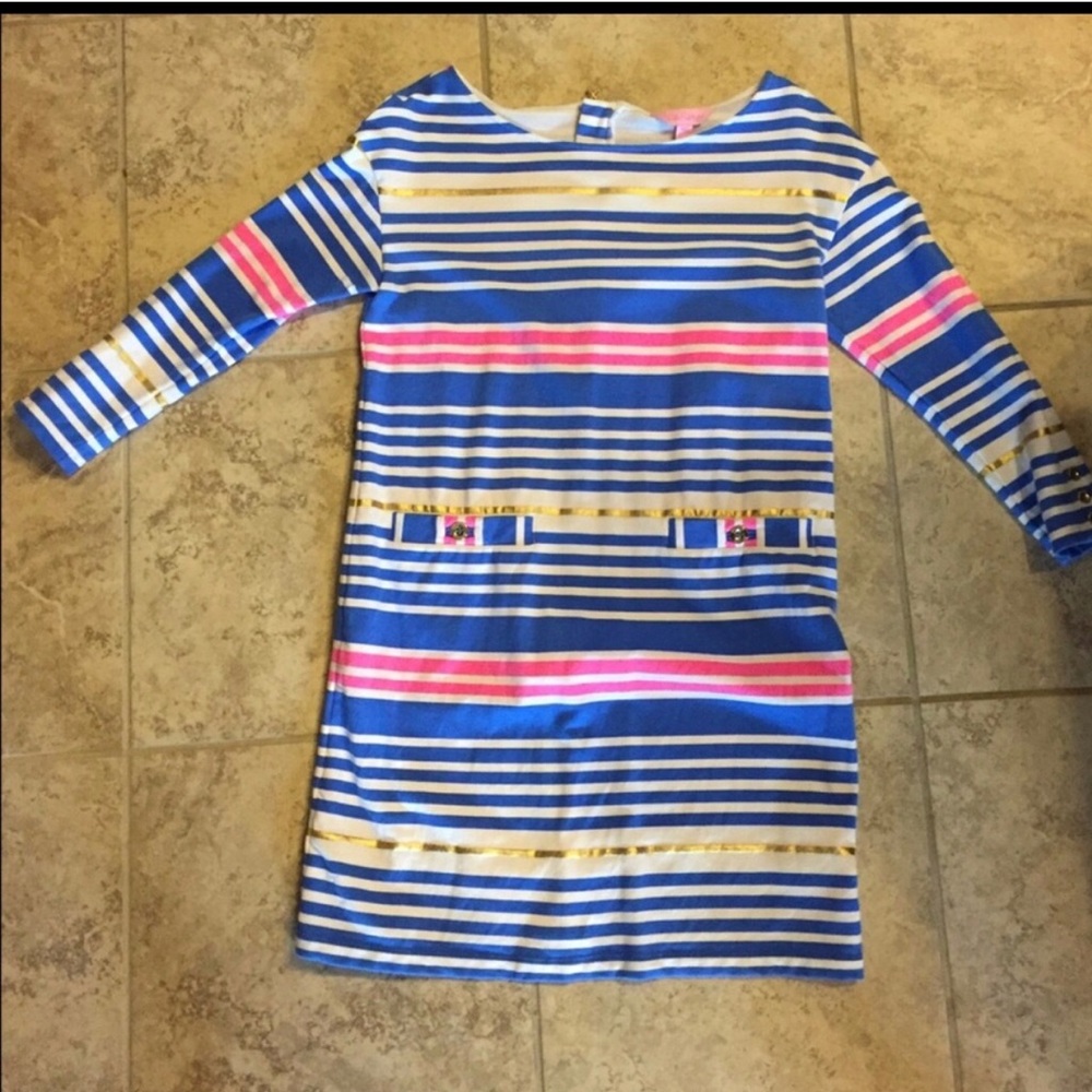 Lilly Pulitzer gold striped sleeve dress