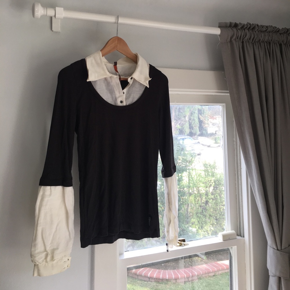 Navy blue and white blouse