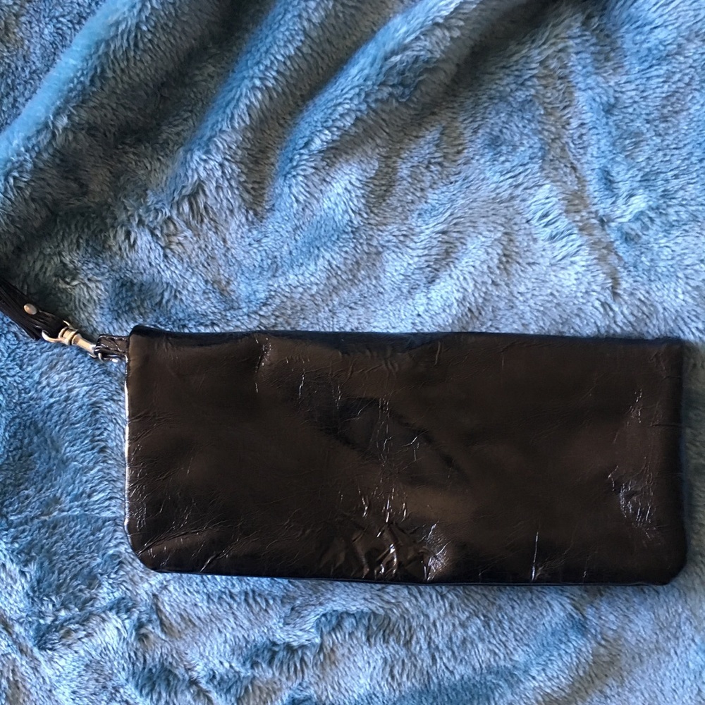 Black Aldo clutch patent leather