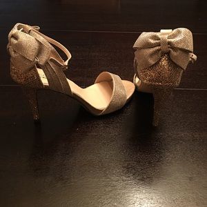 Gold Menbur Celosia Ankle Strap Glitter Sandals