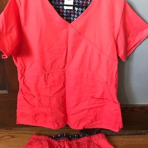 Tangerine colored scrub set