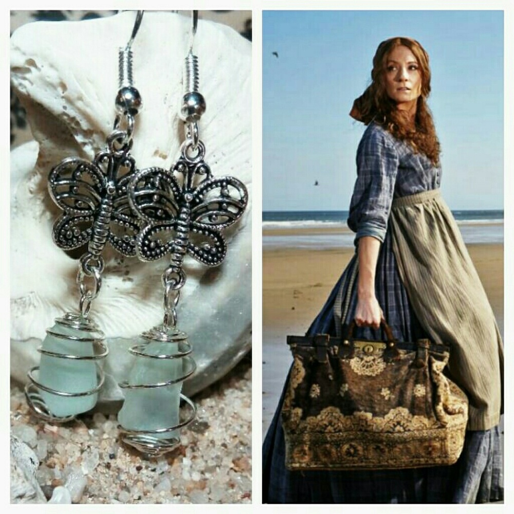 🔆Pale ocean Seaglass Earrings