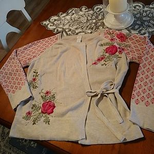 J. Jill GORGEOUS EMBROIDERED WRAP SWEATER