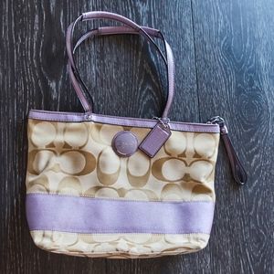 Coach Handbag with Purple Trim
