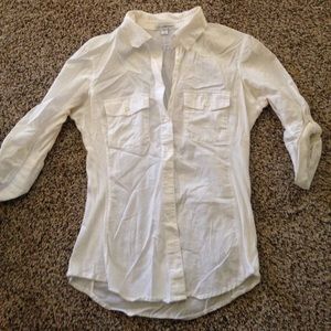 White button down 3/4 sleeve James perse top