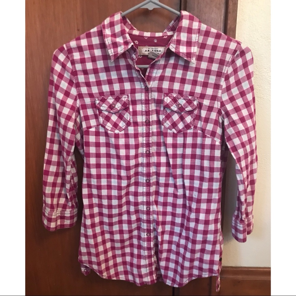 Plaid 3/4 Sleeve Top